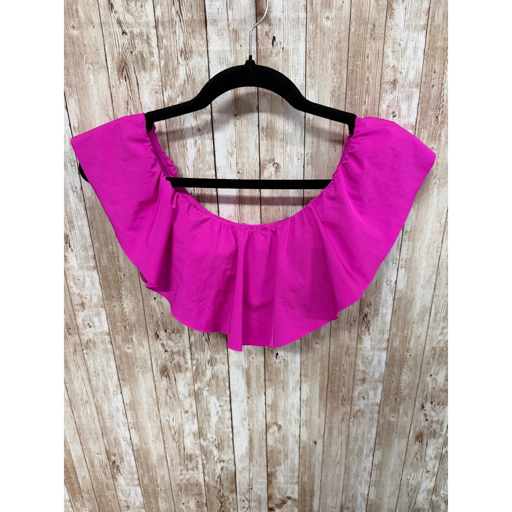 Trina Turk Hot Pink Off The Shoulder Ruffle Bikini Top Size 6 NWT